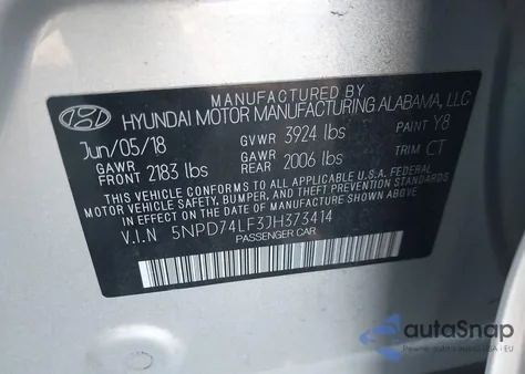2018 Hyundai Elantra Se from USA, damaged, VIN 5NPD74LF3JH373414